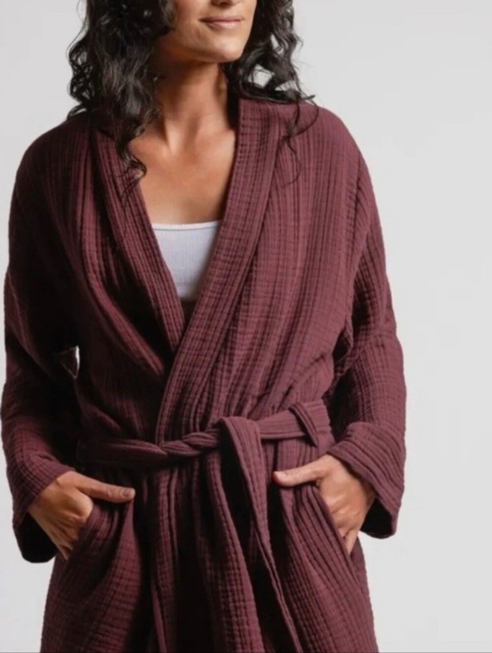 Parachute Gauze Bathrobe Mulberry L